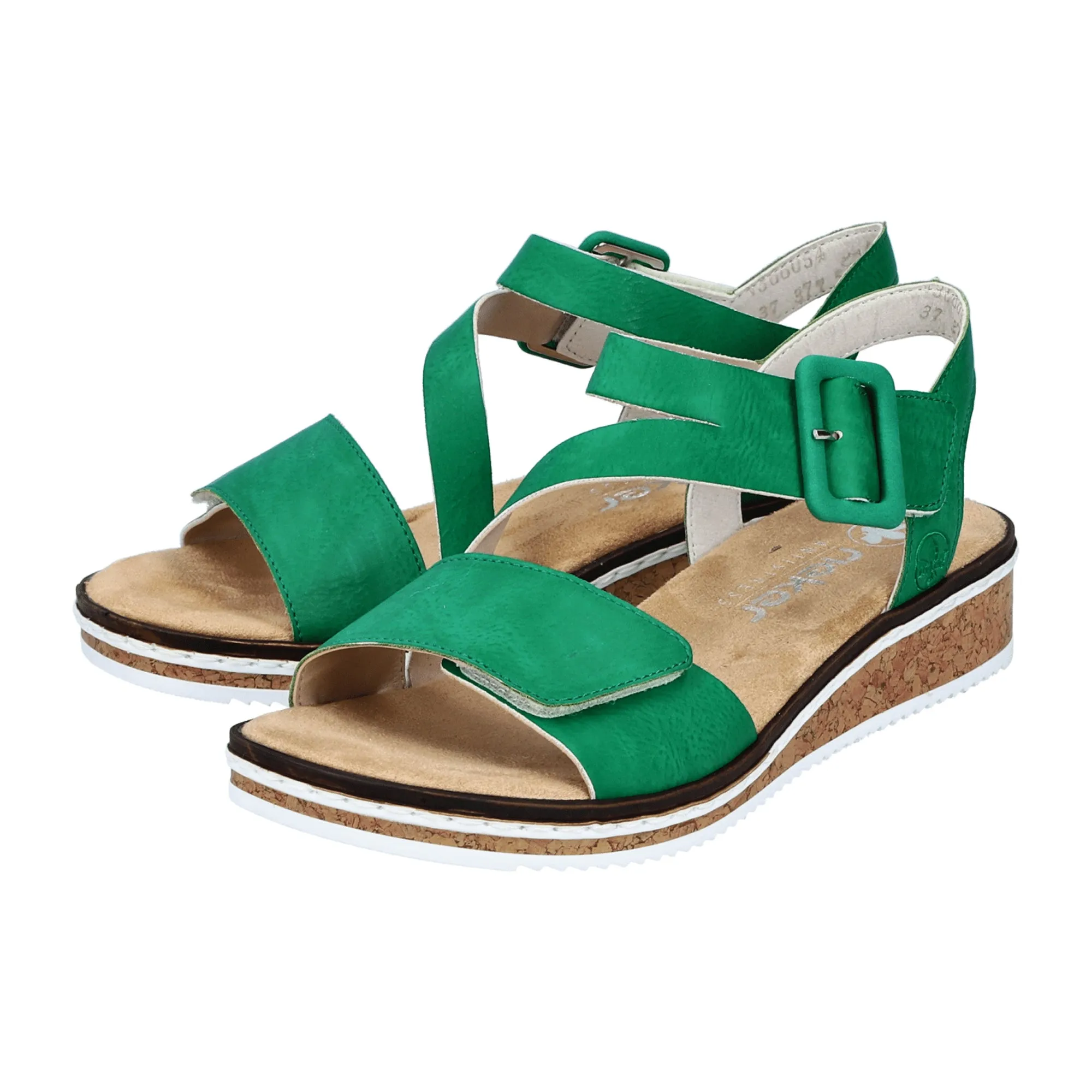 Rieker Green Women's Sandals Comfortable Flat Narrow Fit Artificial Leather