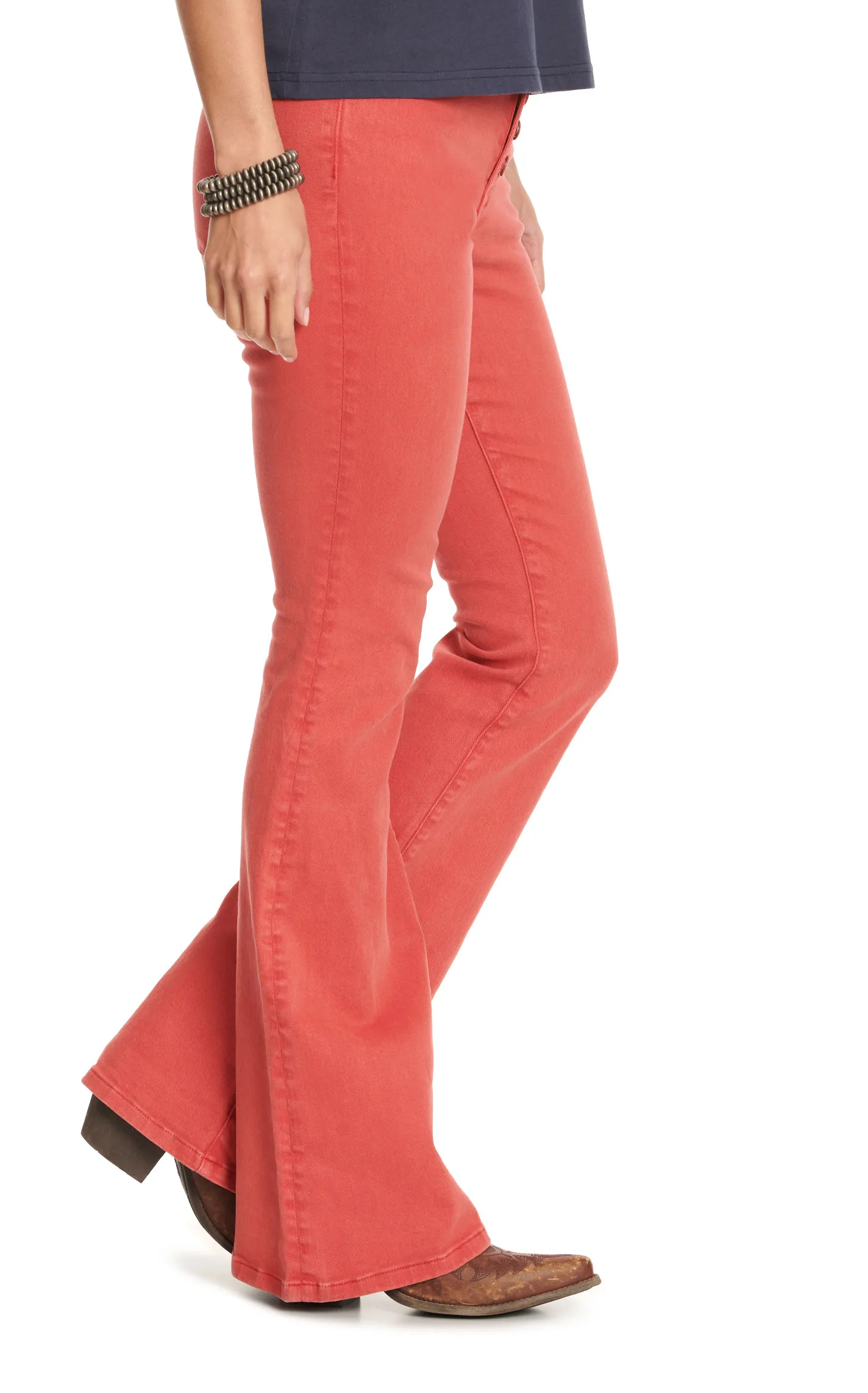 Rockin' C Women's Cranberry Red High Rise Flare Leg Jeans