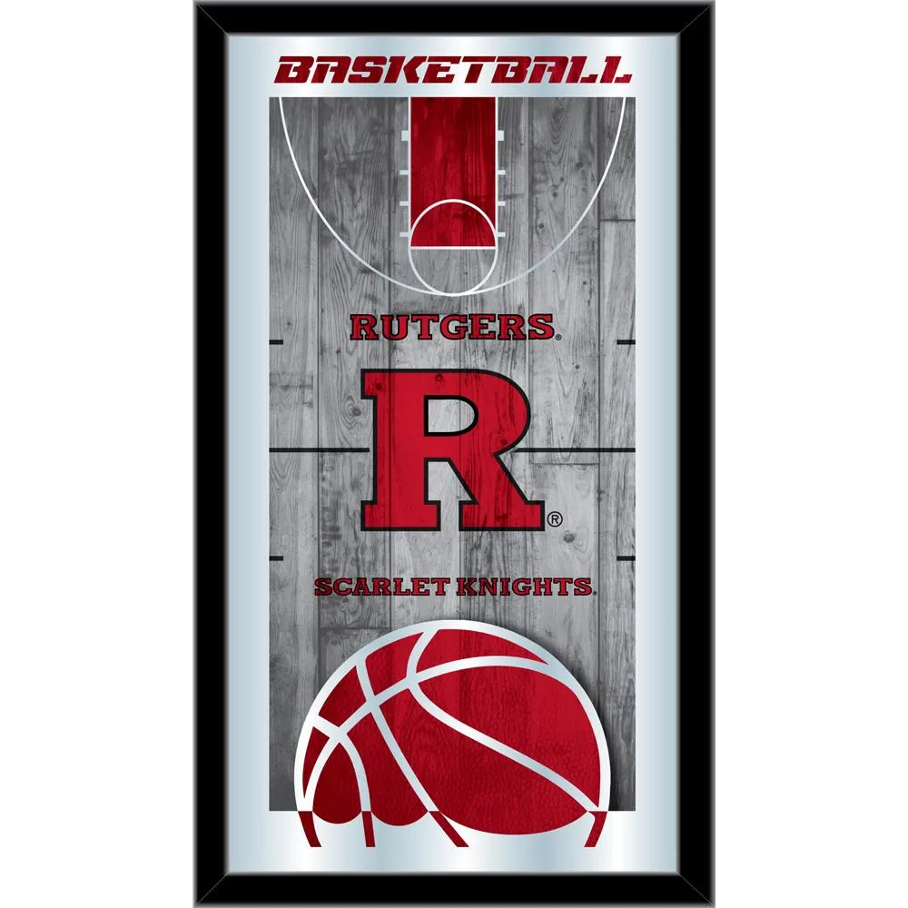 Rutgers Scarlet Knights HBS Basketball Framed Hang Glass Wall Mirror (26x15)