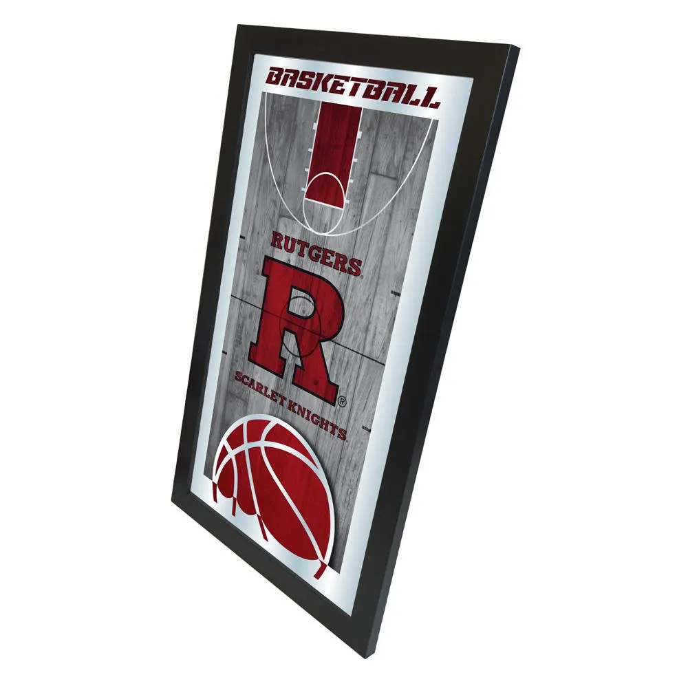 Rutgers Scarlet Knights HBS Basketball Framed Hang Glass Wall Mirror (26x15)