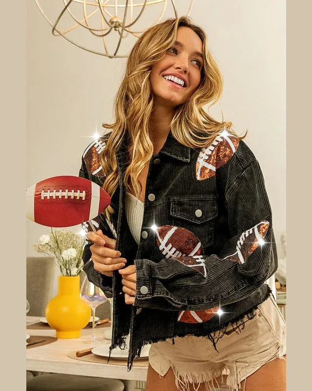 Sequin Football Corduroy Jacket