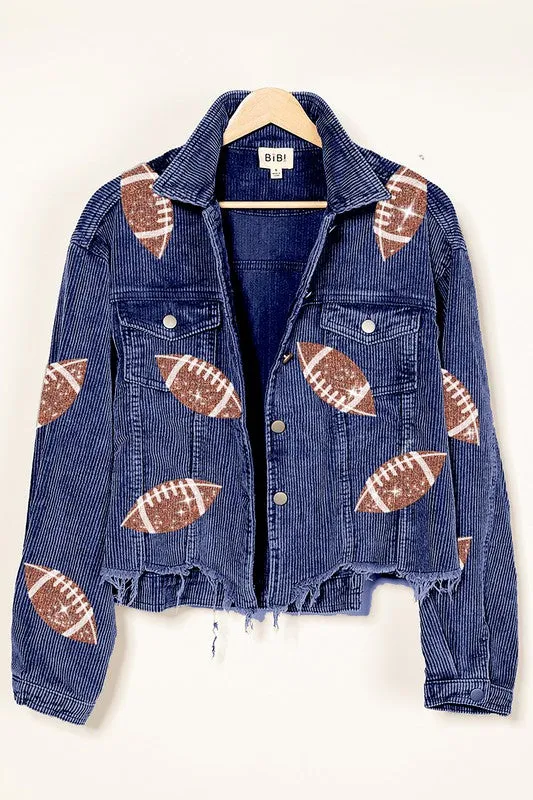 Sequin Football Corduroy Jacket