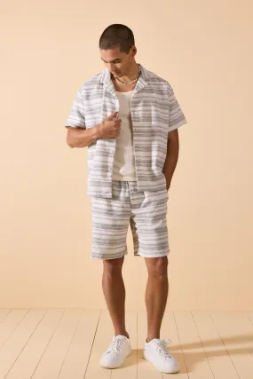 Short Sleeve Boxy Woven Stripe Shirt & Short | boohooMAN UK