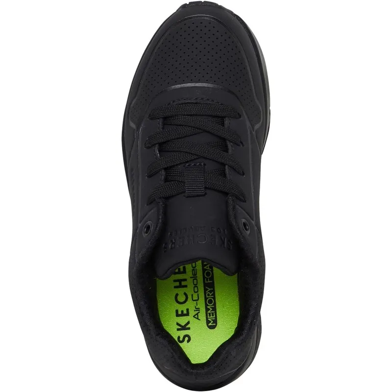 SKECHERS Junior Boys Uno Stand On Air School Trainers Black