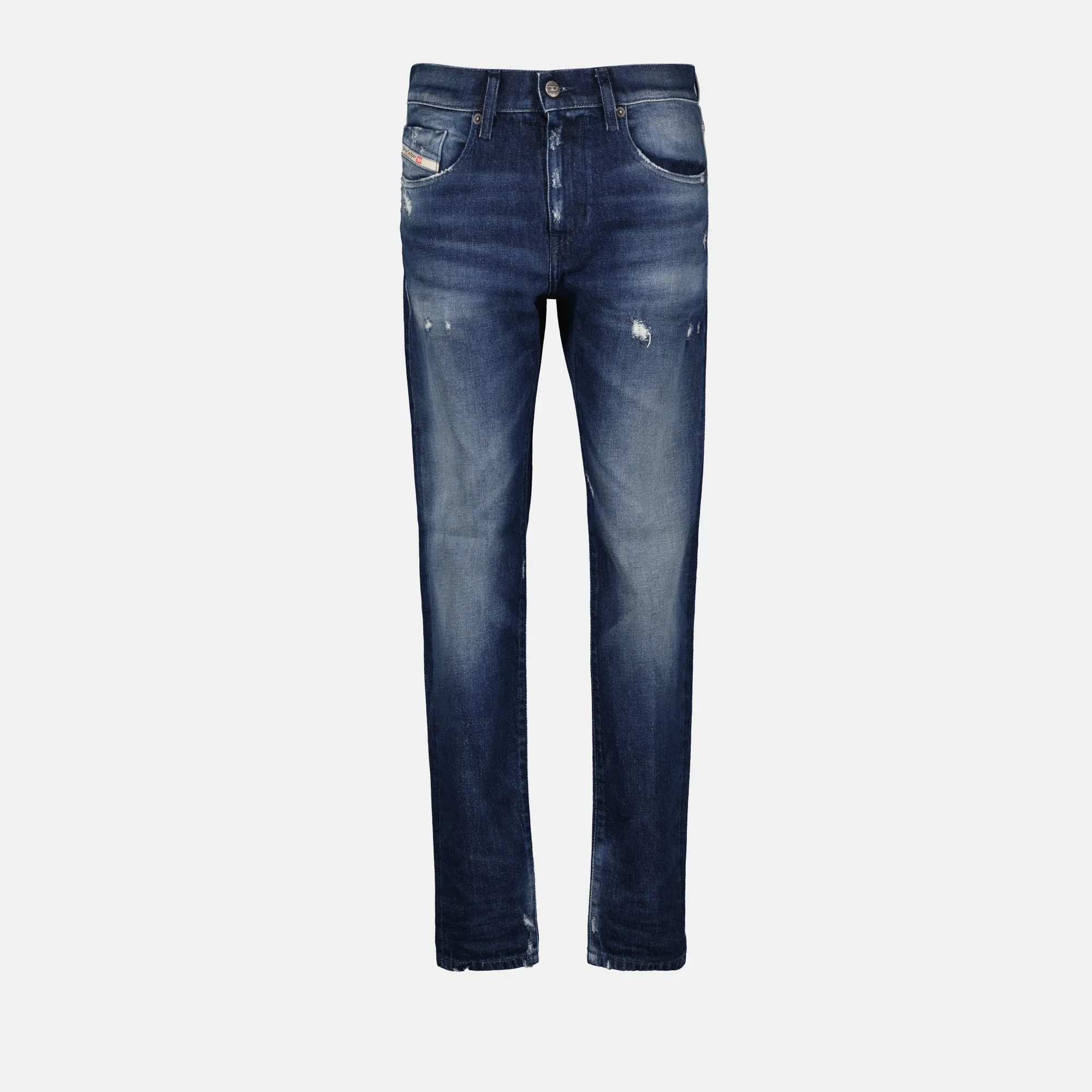 Slim-fit distressed denim jeans