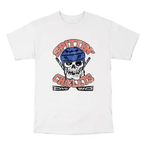 SPITTIN CHICLETS SKULL HOCKEY WHITE T SHIRT