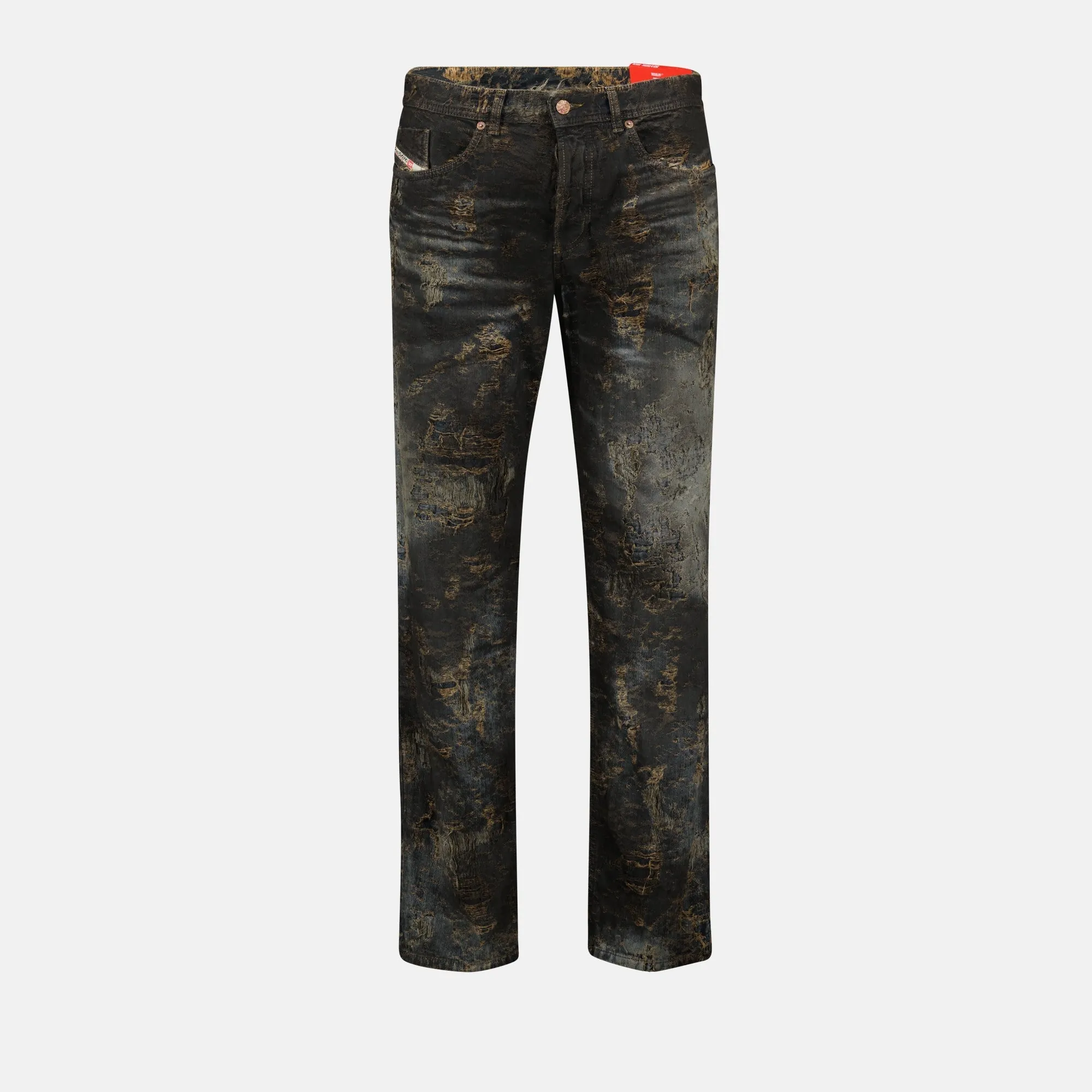 Straight Leg Jeans in Distressed Black Denim