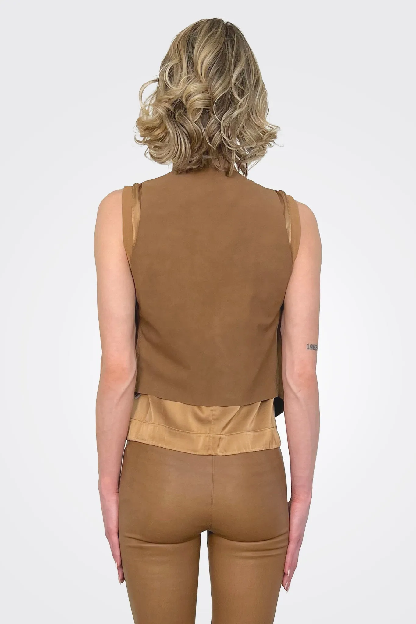 Stretch Leather Vest - Rum