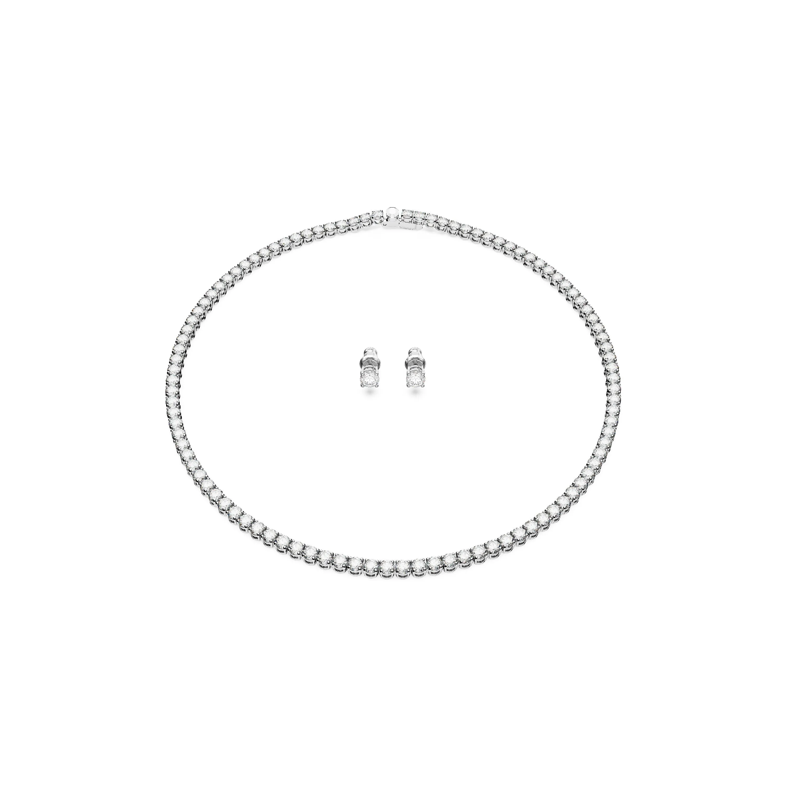 Swarovski Matrix Tennis Rhodium White Earring & Necklace Set