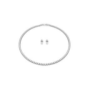 Swarovski Matrix Tennis Rhodium White Earring & Necklace Set