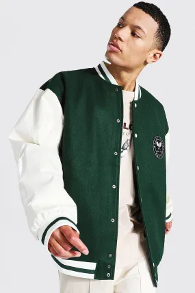 Tall Oversized Tennis Badge Varsity Jacket