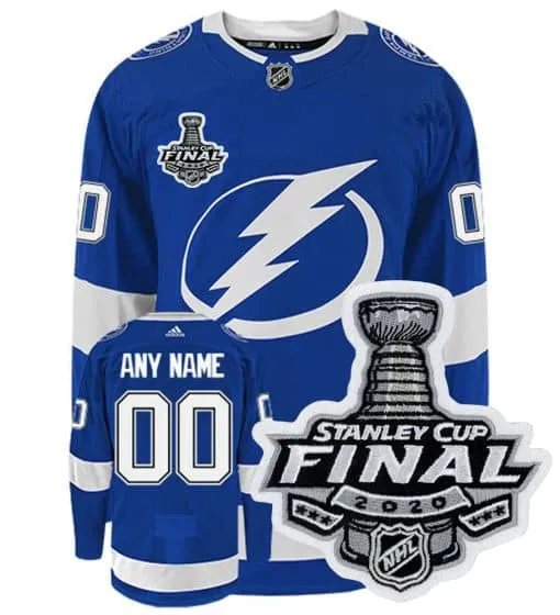 Tampa Bay Lightning Adidas Authentic Home NHL Hockey Jersey with 2020 Stanley Cup Final Patch     