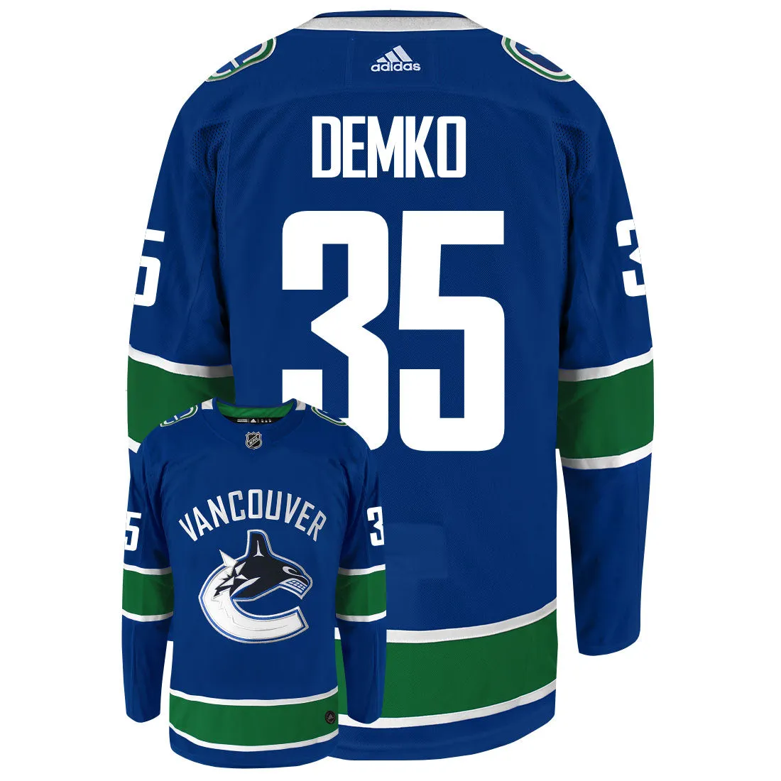 Thatcher Demko Vancouver Canucks Adidas Primegreen Authentic NHL Hockey Jersey     