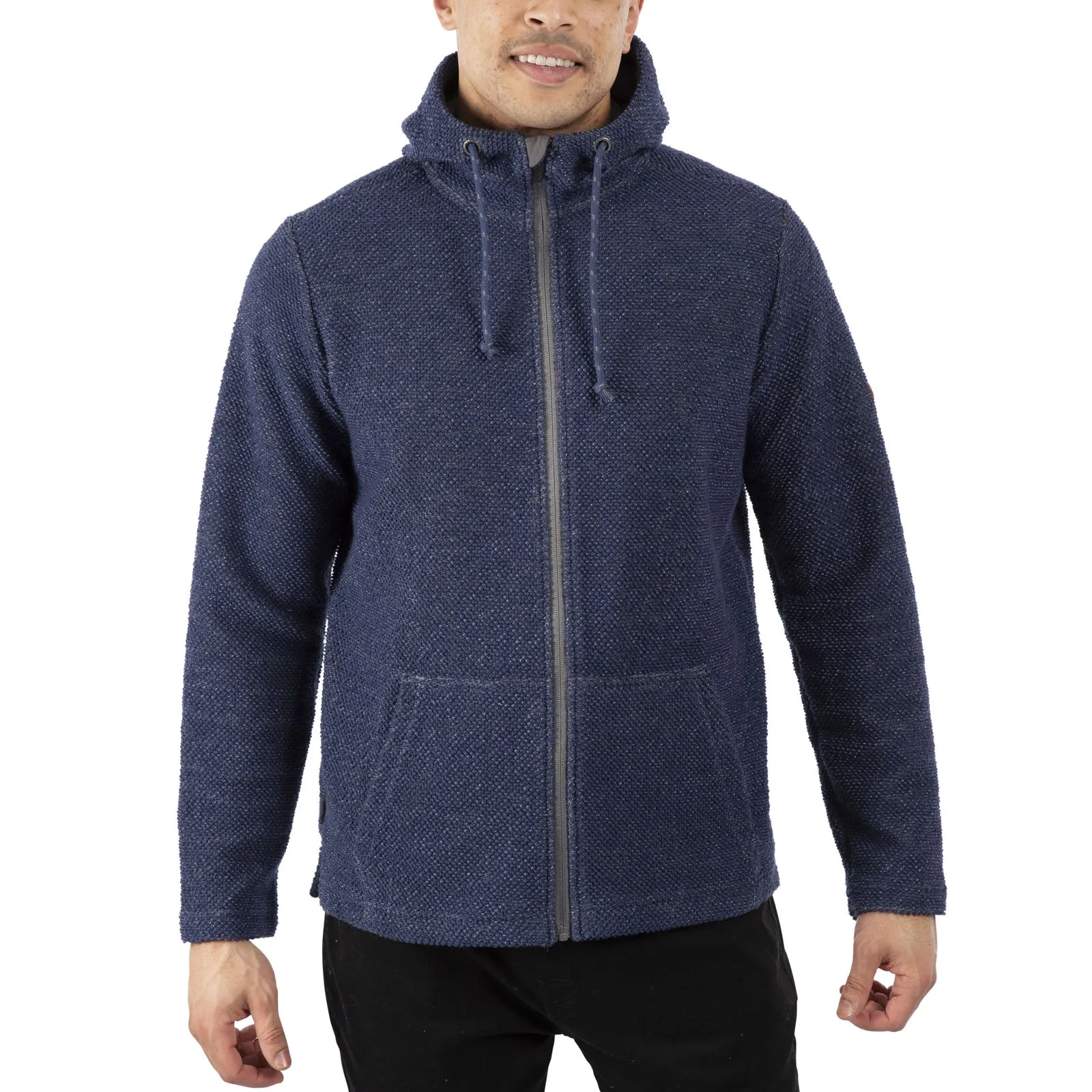 Trespass Mens Scawton Textured Knit Fleece Jacket - Navy