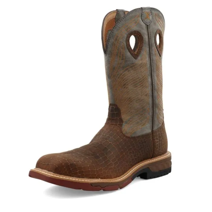 Twisted X Men's 12"" Western Work Boot Brown & Grey