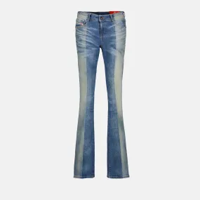 Two-tone Flared Denim Jeans