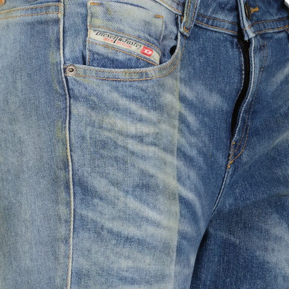 Two-tone Flared Denim Jeans