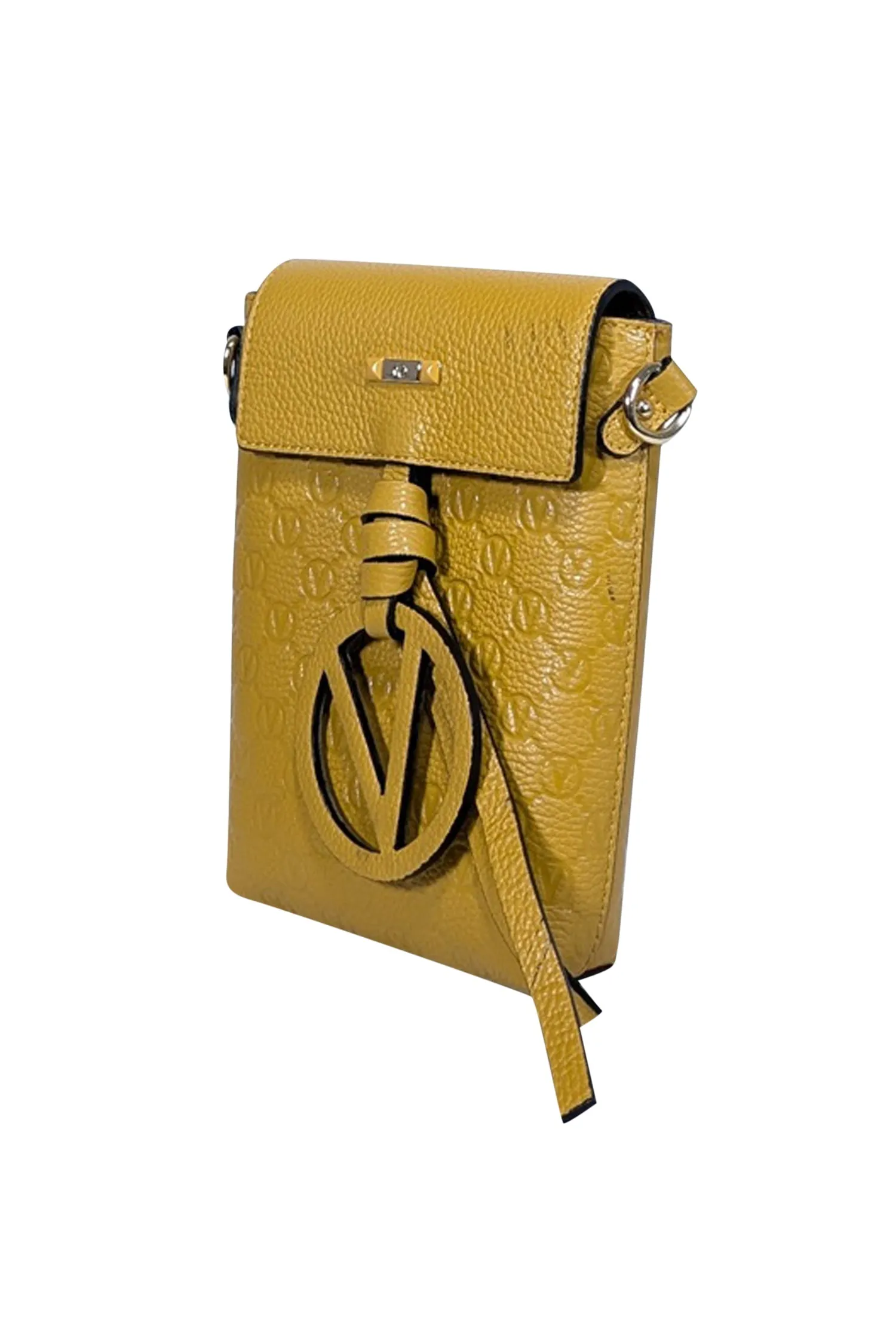 Valentino by Mario Valentino - Mustard Yellow Embossed Logo Crossbody Bag