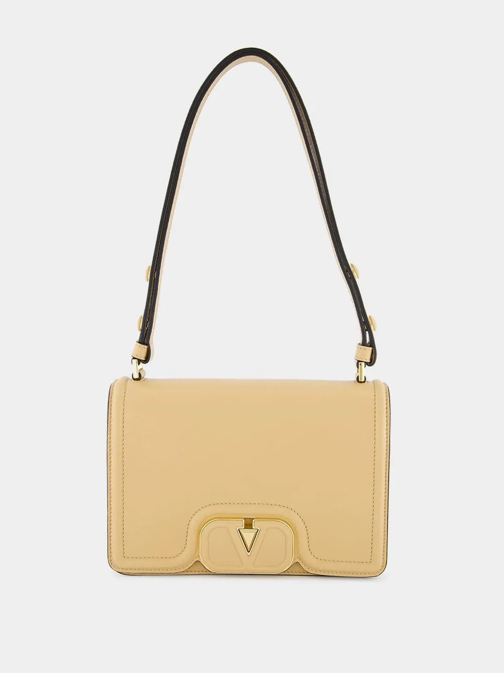 VLogo Small Grainy Calfskin Shoulder Bag