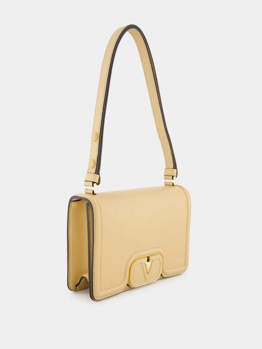 VLogo Small Grainy Calfskin Shoulder Bag