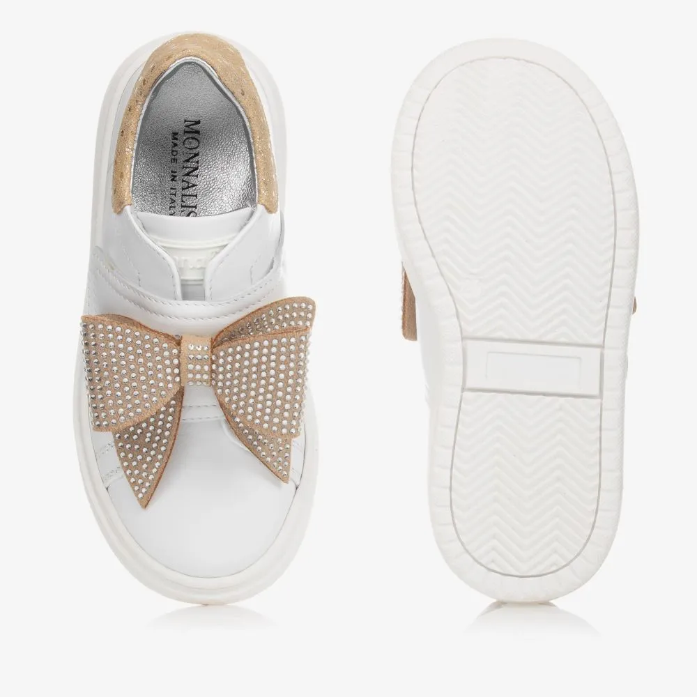 White & Gold Leather Trainers