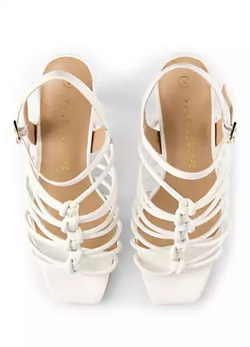 White Strappy Knotted Heeled Sandals by Kaleidoscope | Look Again