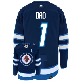 Winnipeg Jets Dad Number One Adidas Primegreen Authentic NHL Hockey Jersey     