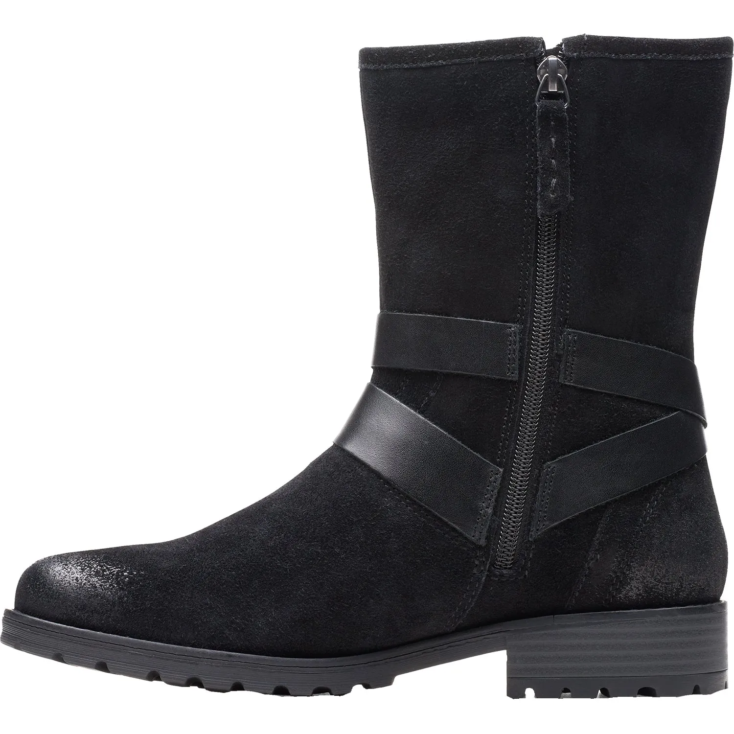 Women's Clarks Clarkwell Mid Black Warmlined Leather