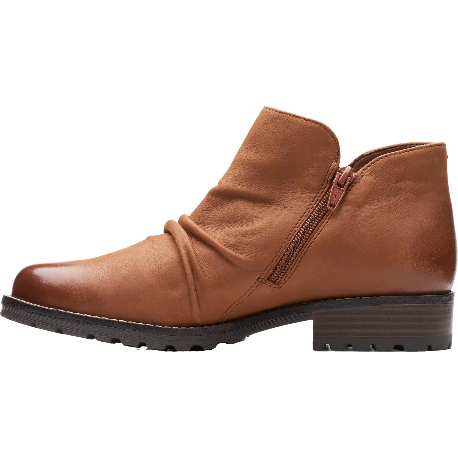 Women's Clarks Clarkwell Zip Dark Tan Leather