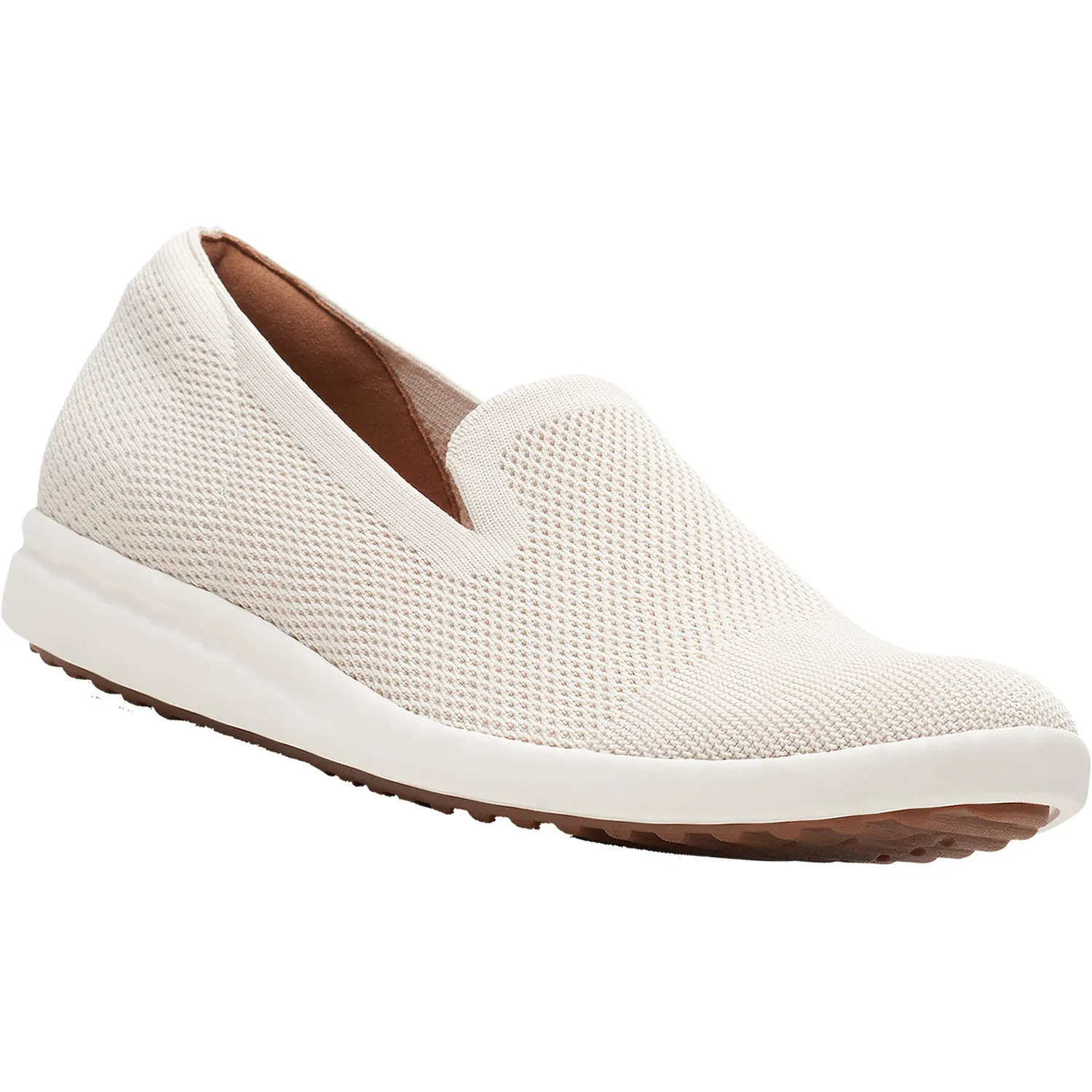 Women's Clarks Tamzen Slip White Knit Fabric