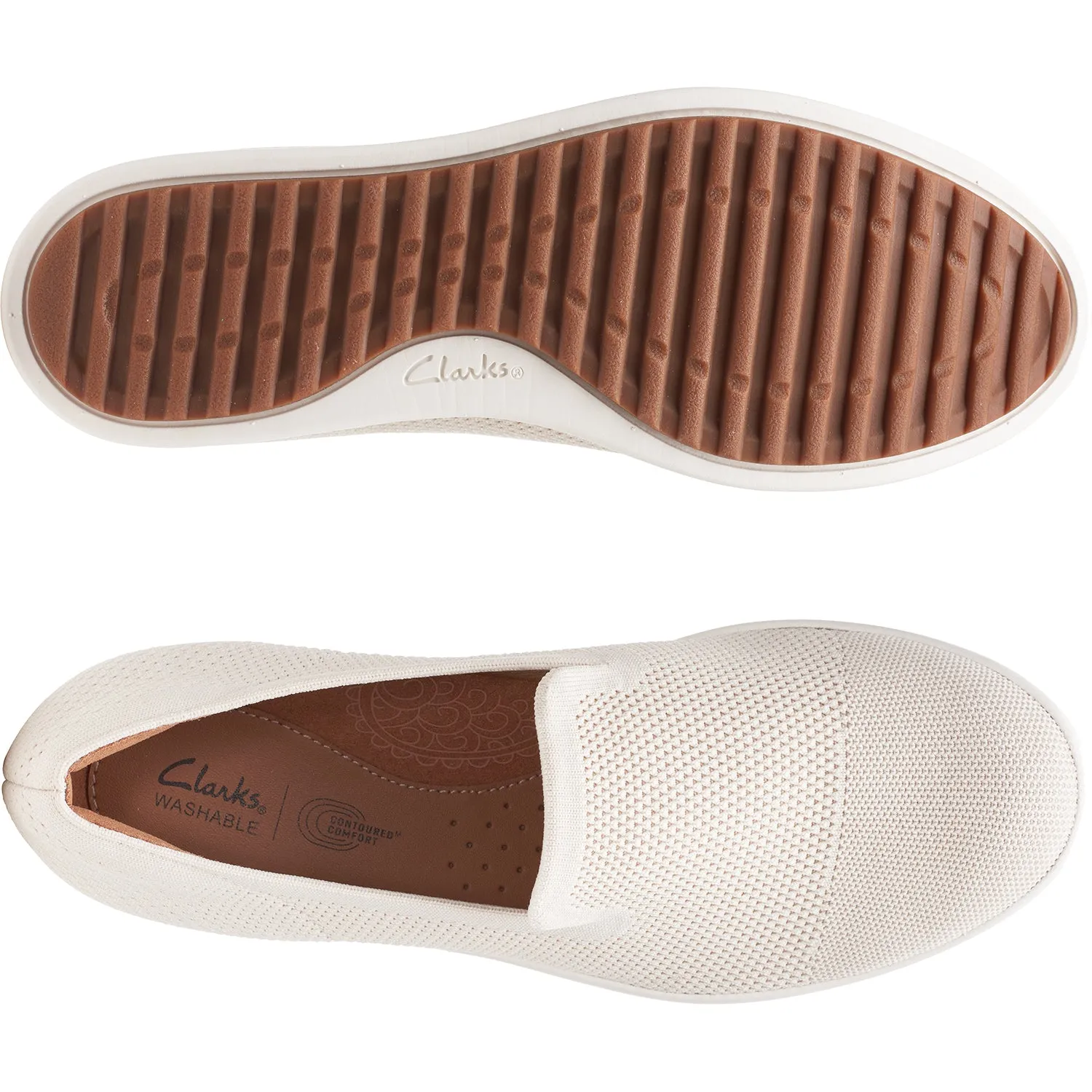 Women's Clarks Tamzen Slip White Knit Fabric