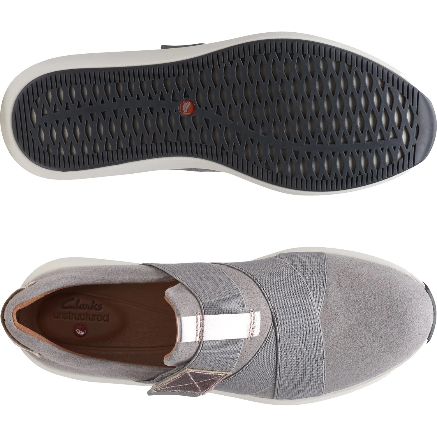 Women's Clarks Un Rio Strap Light Grey Suede