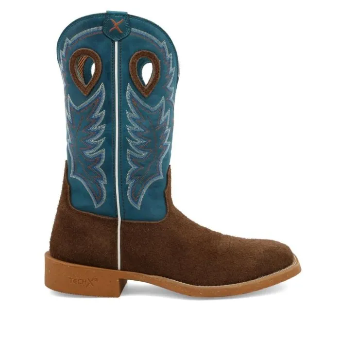 Work Twisted X Men's 12"" Tech X Boot Chocolate & Stormy Blue