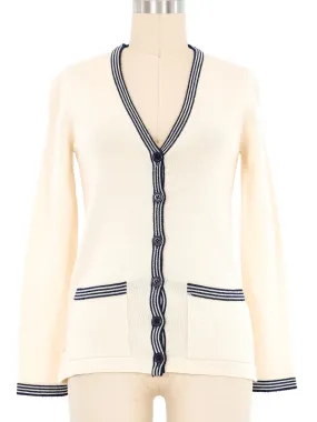 Yves Saint Laurent Cream Varsity Stripe Cardigan