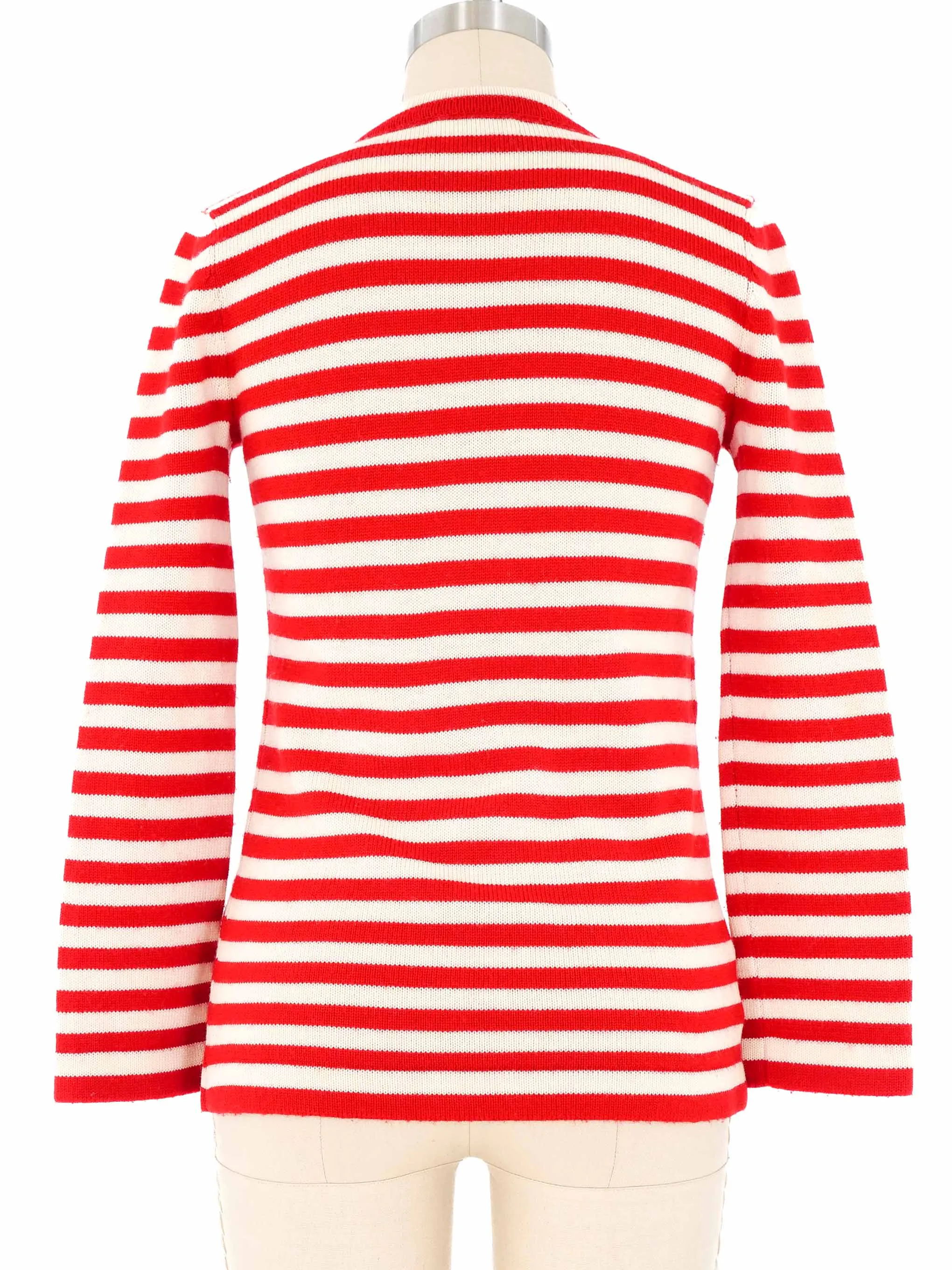 Yves Saint Laurent Red Striped Cardigan