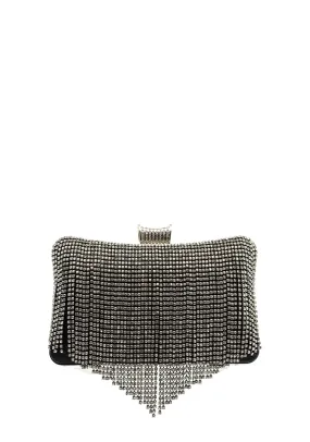 Zen Collection Diamante Fringed Clutch Bag, Black