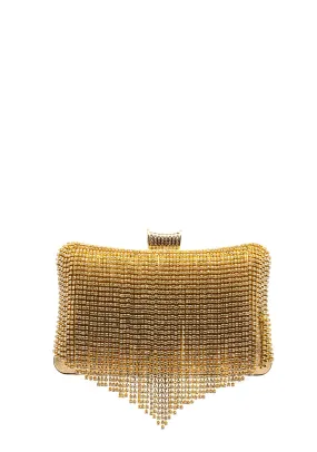 Zen Collection Diamante Fringed Clutch Bag, Gold