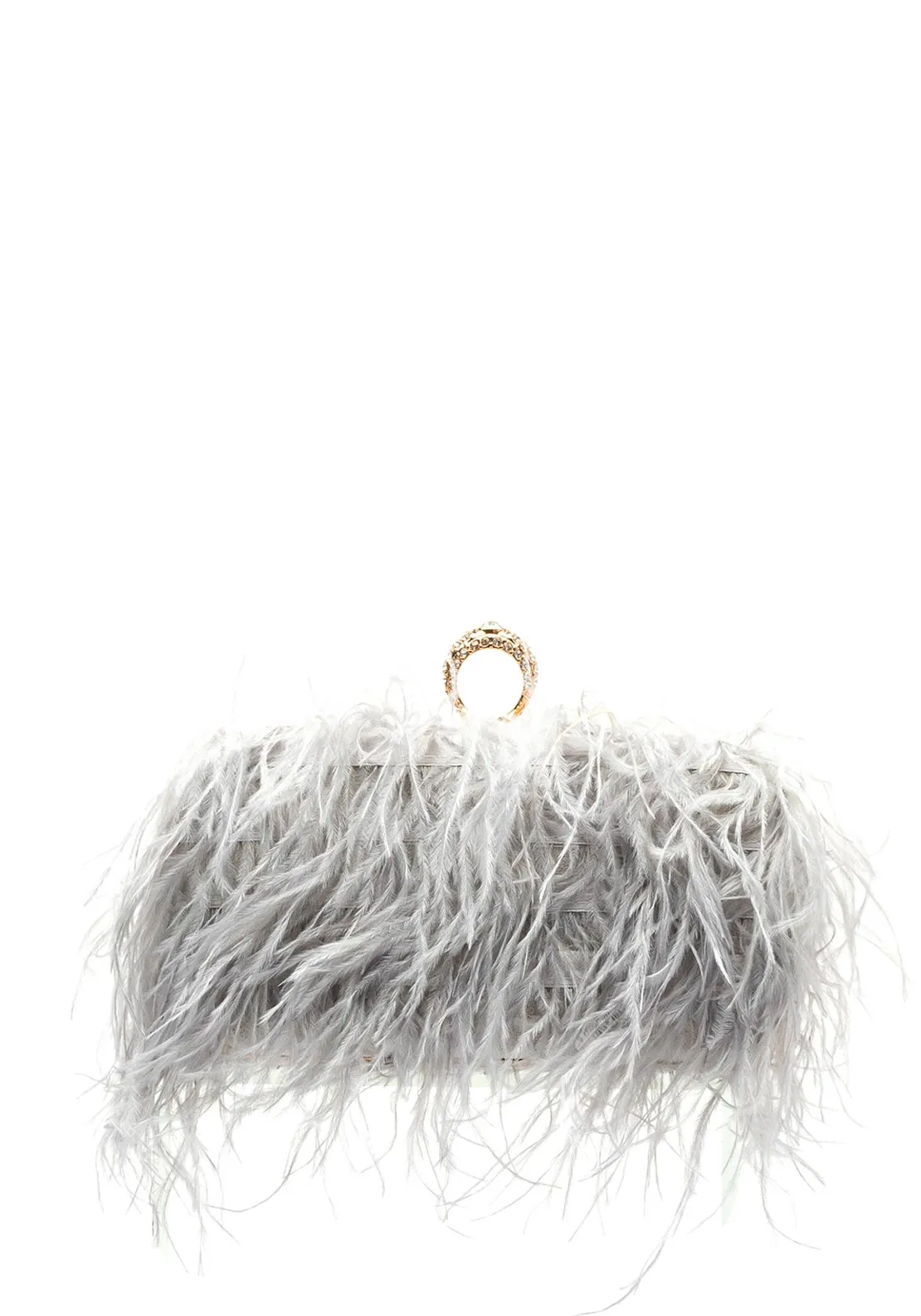 Zen Collection Feather Box Clutch Bag, Light Grey