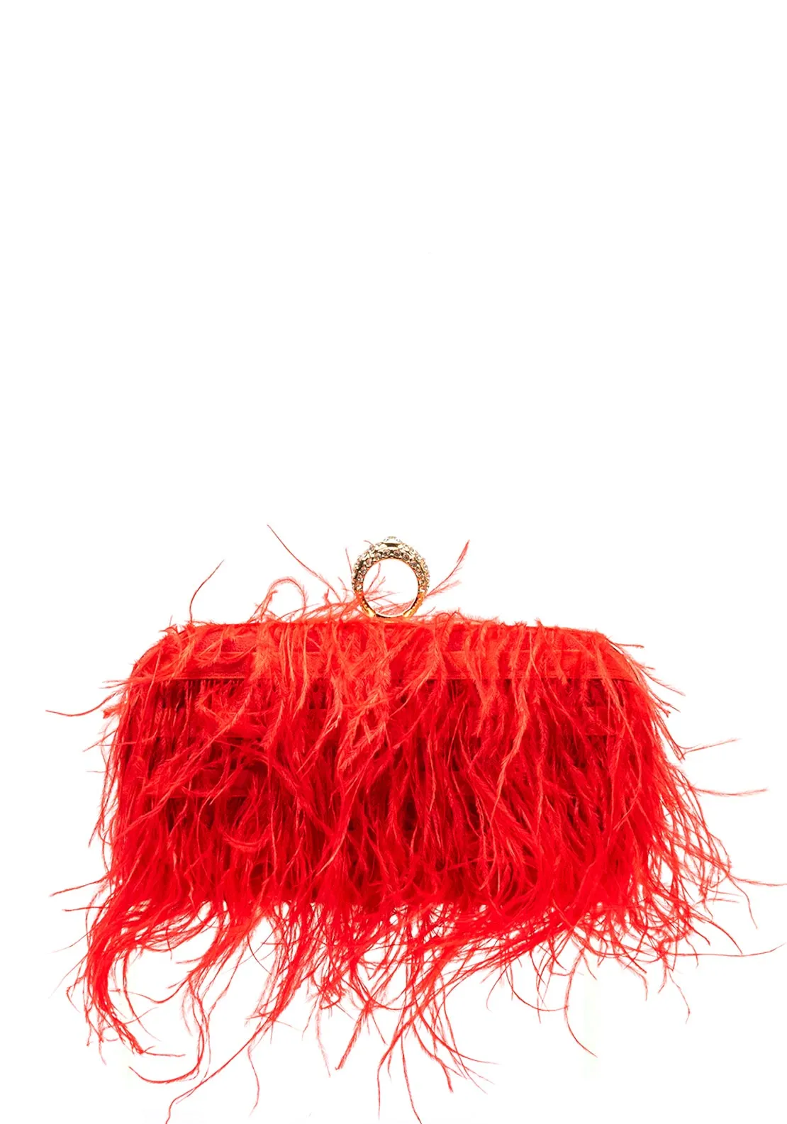 Zen Collection Feather Box Clutch Bag, Red